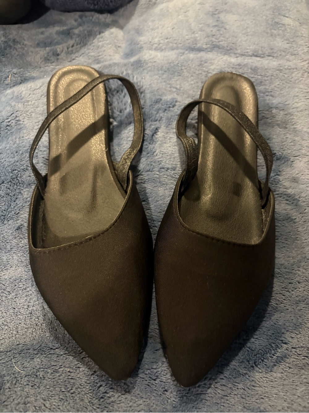 Black Pointed Slingback Women's Flats